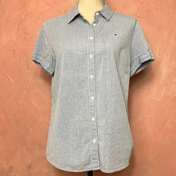 Women's Tommy Hilfiger Denim Short Sleeve Button-Down/Denim Collared Shirt Women - Picture 4 of 8